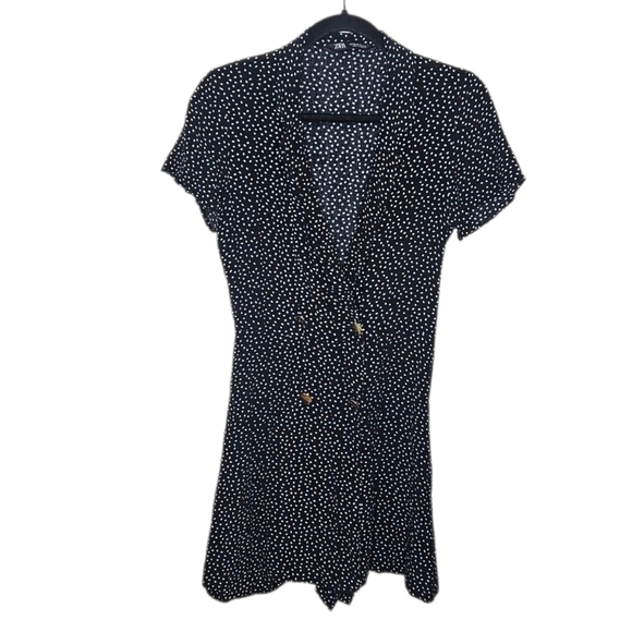 Zara Polka Dot Playsuit Black/White Romper Skort Double-breasted size XS - Picture 2 of 10